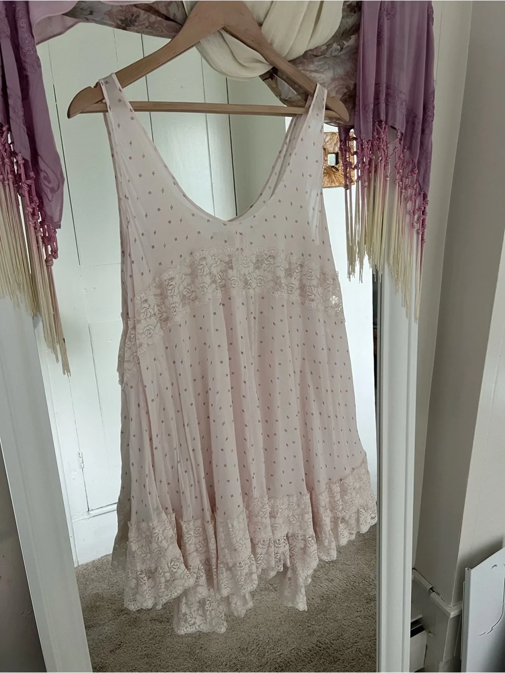 Free People Blush Pink Lace-Trim Mini Dress - Picture 4 of 10